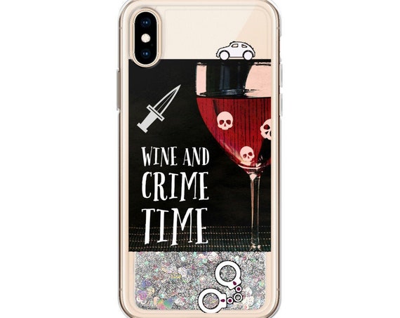 Wine Crime Time Glitter iPhone Case, True Crime Phone Cover for 7/8 X/XS XR, bff gifts Kenda Junkies
