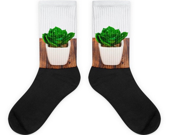 Succulent Socks, Cactus Plants, Stocking Stuffer, Novelty Socks, Gardening Lovers Gift