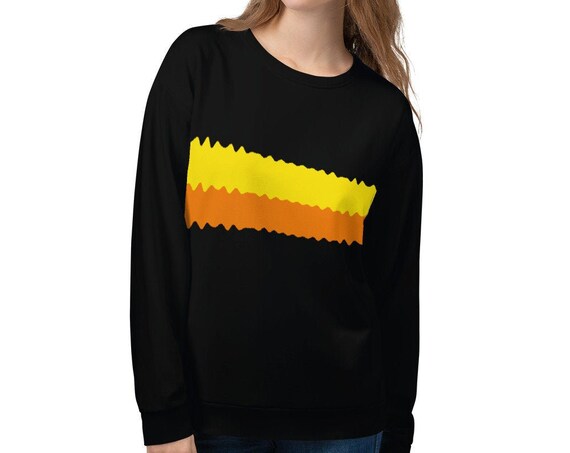 Retro Striped Black Sweatshirt, Vintage Aesthetic Pullover, Wavy Graphic from Frenchtoastygood Apparel