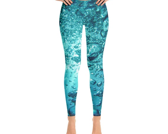 Hydrate Water Bubbles Leggings, Full Length Activewear Yoga Tights, Cute Loungewear, Festival Gear from Frenchtoastygood