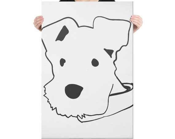 Schnauzer Art, Large Dog Painting, Vertical Canvas, Minimalistic Line Art, Modern Home Decor for Pet Lovers
