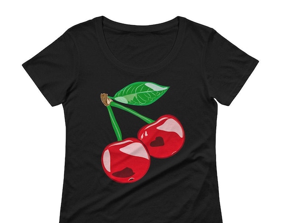Cherry Tshirt, Soft Girl Aesthetic Cute Shirt for Women from Frenchtoastygood, Lightweight Layering Tee in Plus Size to 2XL