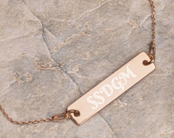 SSDGM Bracelet, True Crime Jewelry, My Favorite Murder Engraved Silver Bar Chain Bracelette