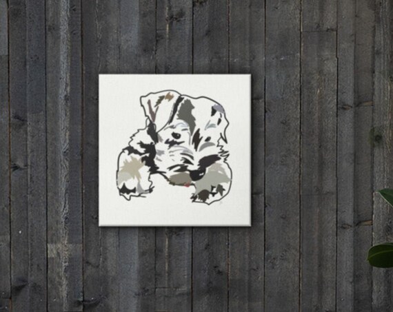 Miniature Schnauzer Art Painting, Square Canvas Dog Illustration, 2nd of Series from Frenchtoastygood