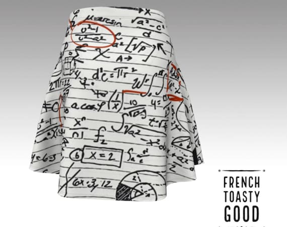 Math Skirt, Unique Geeky Handmade A-line Skirt Math Formulas, Algebra, Geometry, Physics Symbols