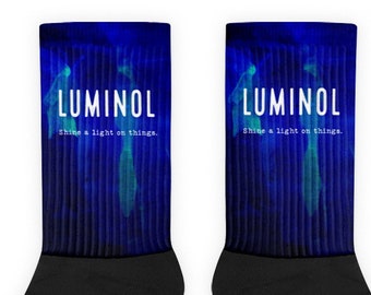 Luminol True Crime Junkie Socks, Criminal Justice Gifts for Halloween, Horror, Mystery Detective Fans