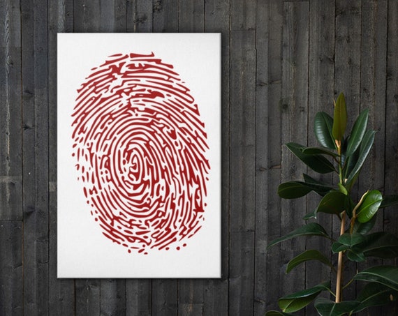 Redhanded Fingerprint Art, Law Enforcement, Detective Criminal Justice Theme, Unique Home Decor, Interior Room and Office Staging