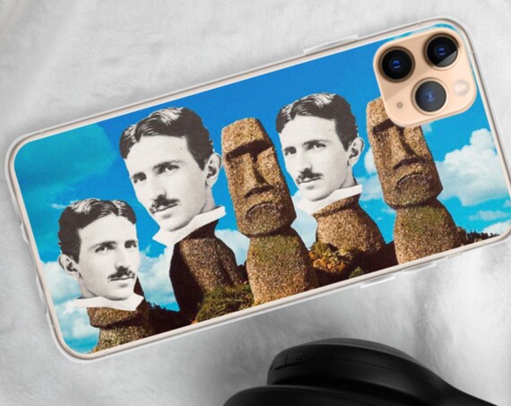 Tesla Easter Island Mashup Phone Case, iPhone Samsung Galaxy, Unique Covers from Frenchtoastygood
