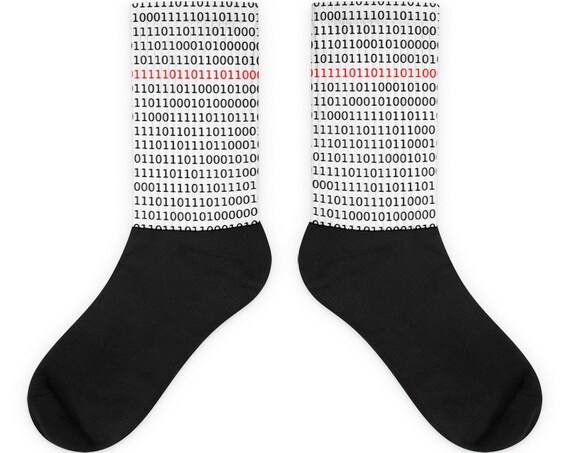 Binary Code Print Socks, Weird Socks for Computer Geeks, Programmers, Coders, Cool and Geeky Novelty Socks 10101010