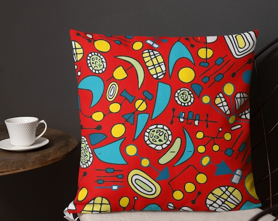 Metro Red All-Over Print Premium Pillow Cushion, Square or Rectangular, Vibrant Pattern Accent Piece for Living Room, Bedroom, Home Staging