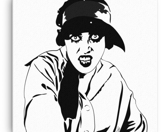 Horror Gift, Musidora Art, Custom Canvas Painting, 16"x16" Dramatic Figurative Portrait, Gothic French Silent Film Actress