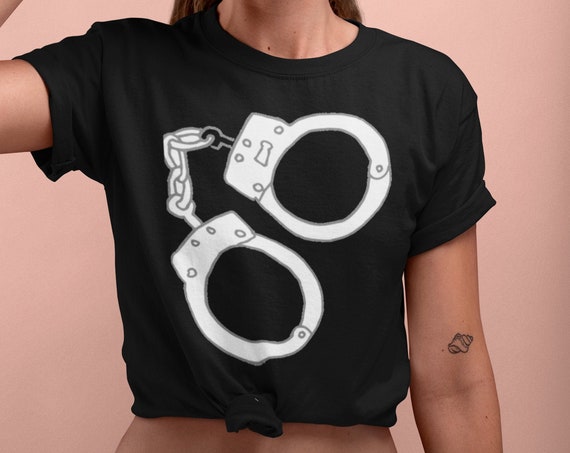 Handcuffs T Shirt, True Crime Oversized, Unisex Shirt for Armchair Detectives, SVU Law Enforcement, Criminal Justice