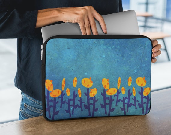 Folk Art Flowers Aesthetic Laptop Sleeve, Macbook, Cute Padded Computer Case, iPad, Tablet Cover
