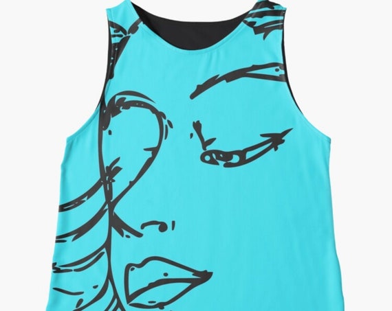 Art Nouveau Print Blouse, Modern Art Graphic Shirt, Frenchtoastygood Sleeveless Top for Women