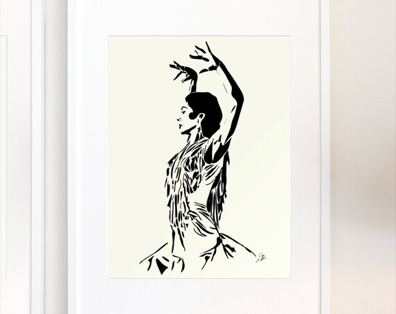 Flamenco Dancer Art Poster, Giclée Print, Minimalist Home Decor, Interior Design Staging