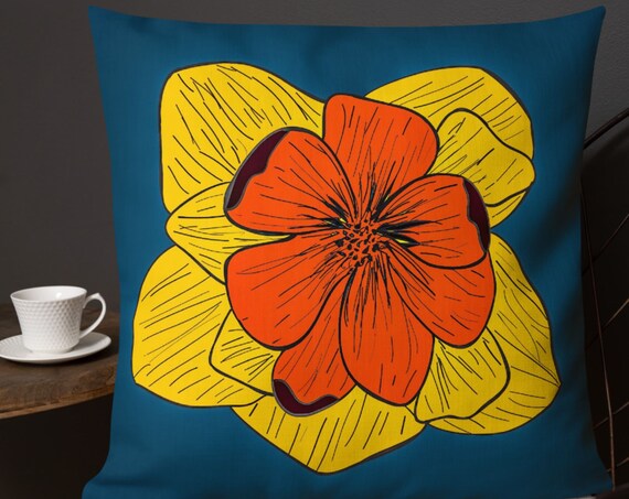 Colorful Pop Pillow, Flower Accent Throw Cushion for Bedroom, Sofa, Fun Home Decor from Frenchtoastygood