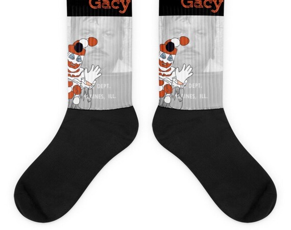 Serial Killer Socks, John Wayne Gacy, Pogo the Clown, True Crime Accessories for Horror Fans and Crime Junkies
