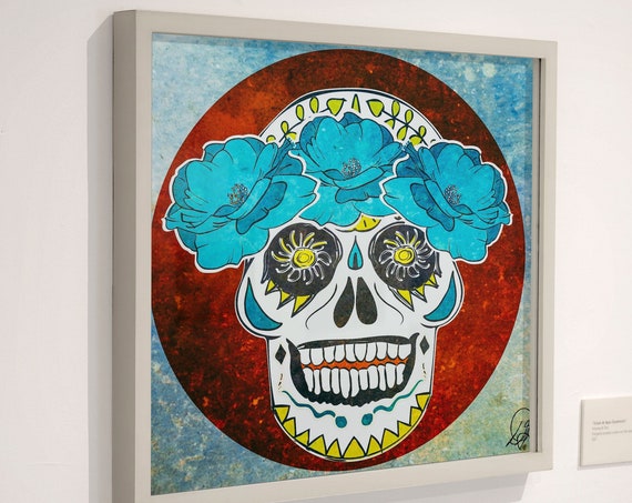 Skull Artwork, Wood Mounted Canvas, Grateful Dead Aesthetic Home Decor