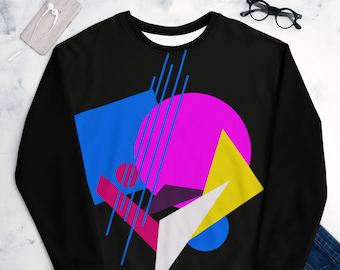 Retro 80s Neon Graphic Sweatshirt, Unisex Brushed Fleece
