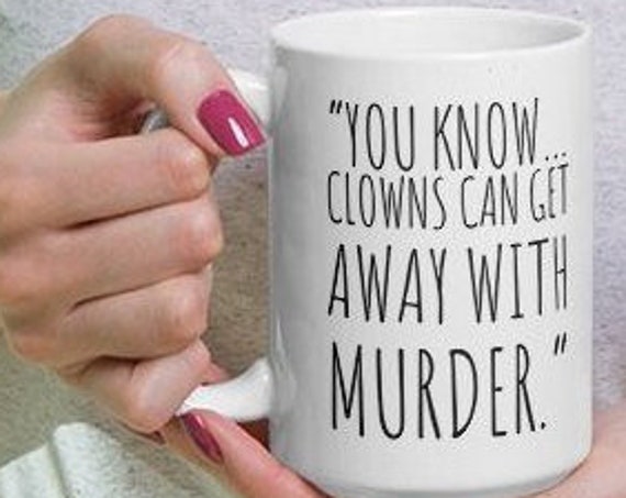 John Wayne Gacy Mug, True Crime Serial Killer Coffee Cup, Horror Memorabilia, Pogo the Creepy Clown, Killer Quotes