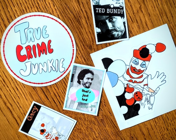 True Crime Sticker Pack, Vinyl Decals for Water bottles and laptops, Gifts for Murderinos