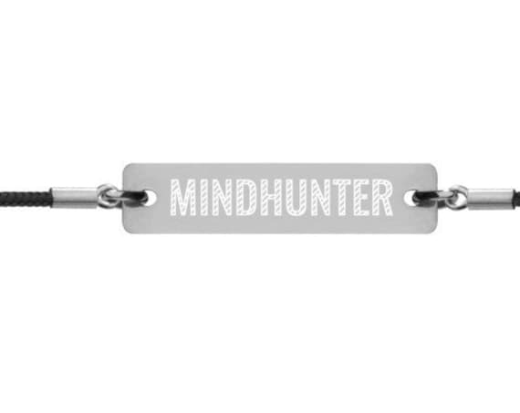Mindhunter Bracelet, Mens engraved bracelet, Silver Unisex Jewelry