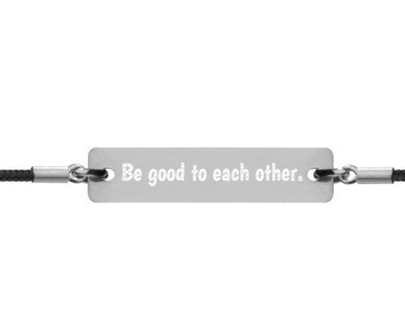 Be Good Silver String Bracelet, Positivity Charm for Love and Friendship, Good Vibes Lifestyle Jewelry