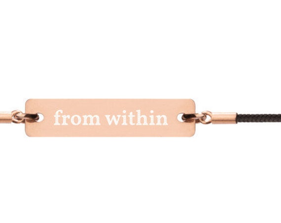 Mindfulness Bracelet, From Within, Positive Quote Jewelry, Chain or Adjustable String Bracelets