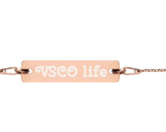 VSCO life Bracelet Engraved Jewelry, Good Vibes for Friendship, BFF, Girly Girl Fun Gift