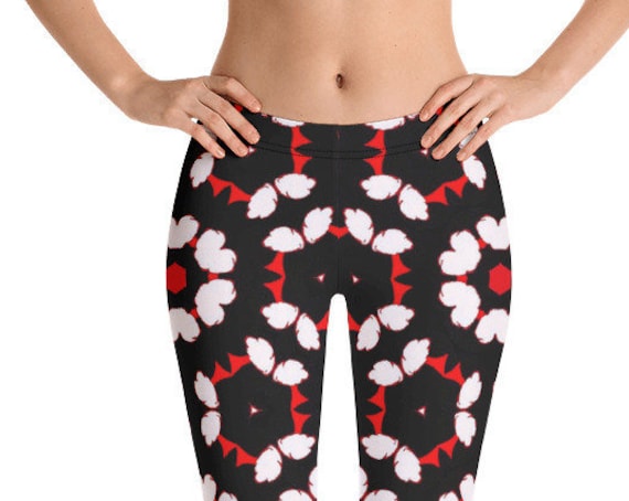 Ladies Capri Leggings, Stretch Footless Tights, Unique Print Pattern, Fun Festival Active Wear