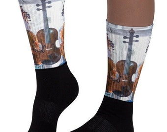 Violin Socks, Gift idea for Musician, Violinist, Viola, String Orchestra, Music Aficionado, Novelty Socks