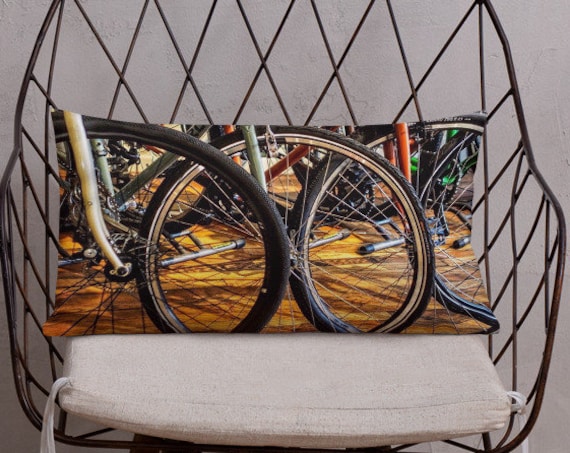 Bicycle Pillow, Bike Wheels Accent Cushion for Sofa, Bedroom, Sports Lover Home Decor, Cyclist Gifts