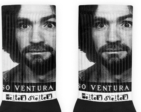 Helter Skelter Socks, Charles Manson Family, Serial Killer, Criminal Mugshot Gifts
