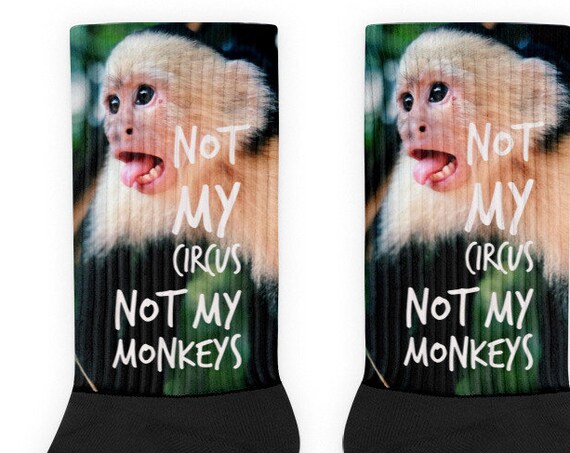 Not My Circus, Not My Monkeys Socks, Stocking Stuffer Novelty Socks, Funny Polish Saying, Cozy Socks