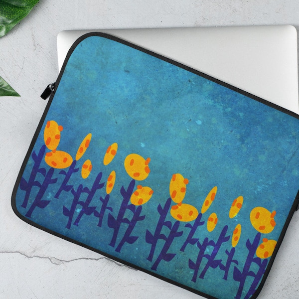 Folk Art Flowers Aesthetic Laptop Sleeve, Macbook, Cute Padded Computer Case, iPad, Tablet Cover