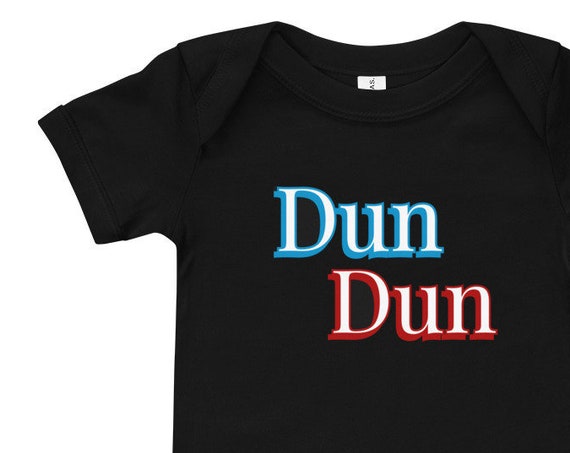 Dun Dun Baby Short Sleeve One Piece, Bella+Canvas Brand, Original Law Order Graphics