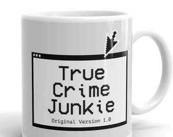 True Crime Junkie Mug, Funny Retro Geeky Gift for Murderinos, Unsolved Mysteries Fans, SSDGM MFM, Unique Coffee Cup by Frenchtoastygood