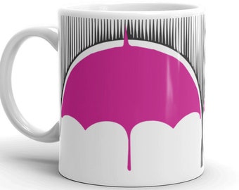 Umbrella Academy Klaus Number Four Mug, Black Rain Pink Umbrella For Fans of TUA Show