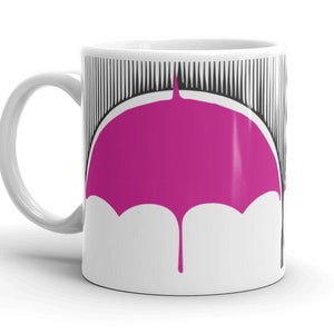 Umbrella Academy Klaus Number Four Mug, Black Rain Pink Umbrella For Fans of TUA Show