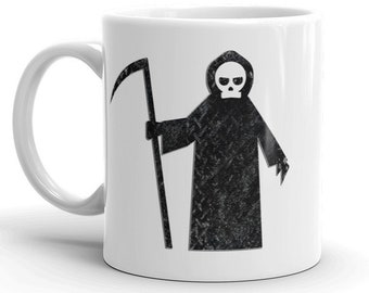 Grim Reaper Mug, Halloween Decor Cup, Creepy Cute Aesthetic Horror Mugs