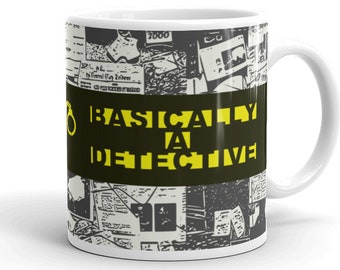 True Crime Basically a Detective Mug, Crime Gifts for Friends, Weird Home Decor for Your Favorite Murderino