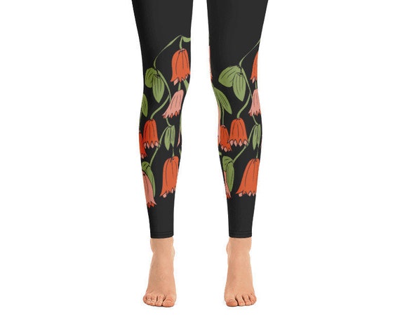 Cute Flower Leggings for Dance, Original Festival Flower Print, Workout Running Stretch Pants