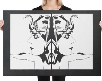 Theda Bara as Cleopatra, Large Canvas Wall Art, Minimalist Line Print, Silent Film Memorabilia