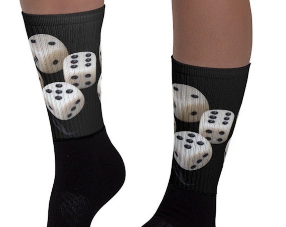 Dice Games Gambling Socks Black Crew Length Novelty Dad Socks