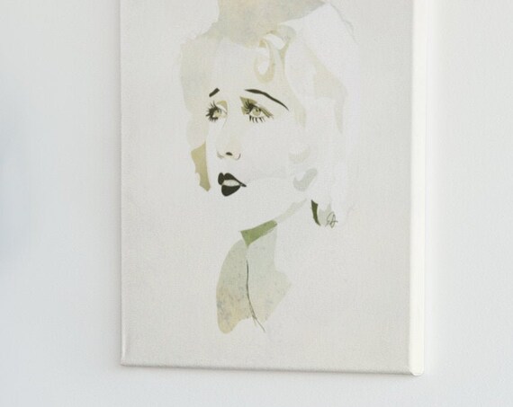 Large Canvas Art Portrait Silver Gray Ivory Colors, Home Room Staging Interior Decor