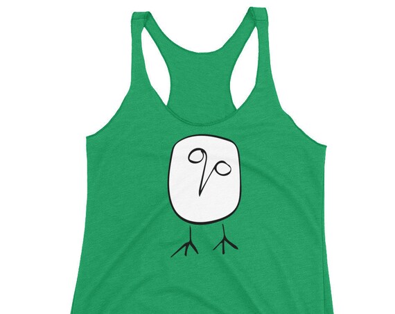 Owl Graphic Tank Top, Cute Women's Activewear, Racerback with Soft Triblend Fabric, Yoga Gift Idea