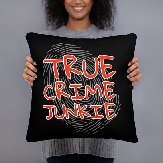 True Crime Junkie Pillow, Fun Accent Cushion for Murderino Home Decor, Two Sizes