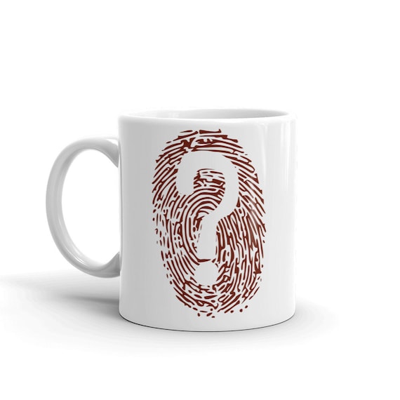 Crime Coffee Mug with Fingerprint, Forensic Detective Kitchen Decor for Crime Junkies