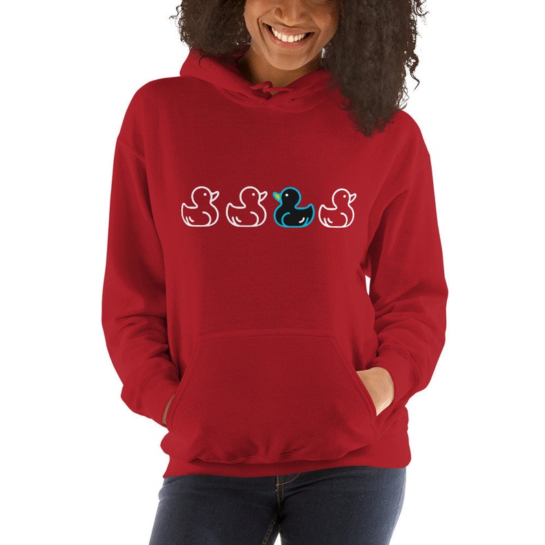 Odd Duck Hoodie, Positivity Pride Pullover Gift, Unisex Plus Sizes Red