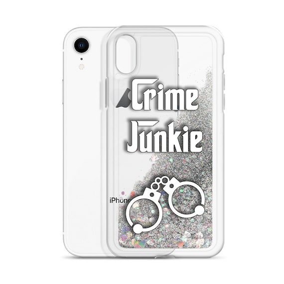 True Crime iPhone Case, Clear Cover filled with Liquid Glitter, Crime Junkie BFF Gift